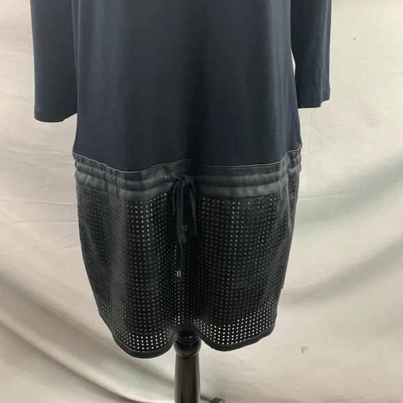 Black Vegan Leather Drop Waist Dress - Picture 2 of 4